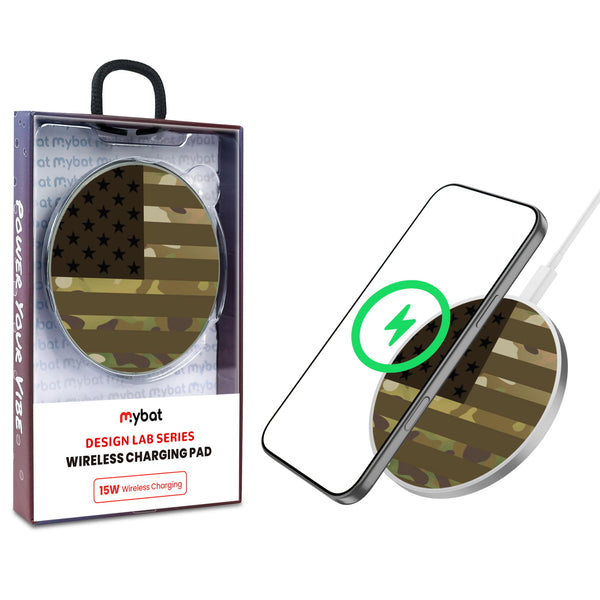 MyBat Design Lab Series Wireless Charging Pad - Silver - Military Camouflage American Flag - MCGWIRC22SL-054-1.jpg