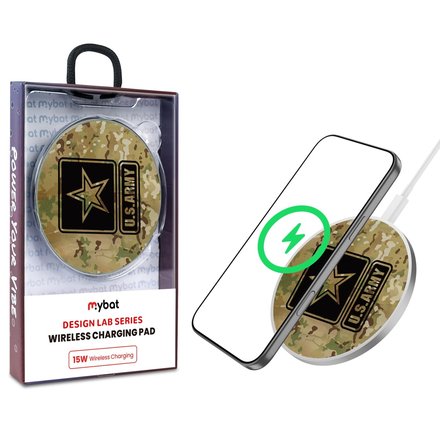 MyBat Design Lab Series Wireless Charging Pad - Silver - U.S. Army