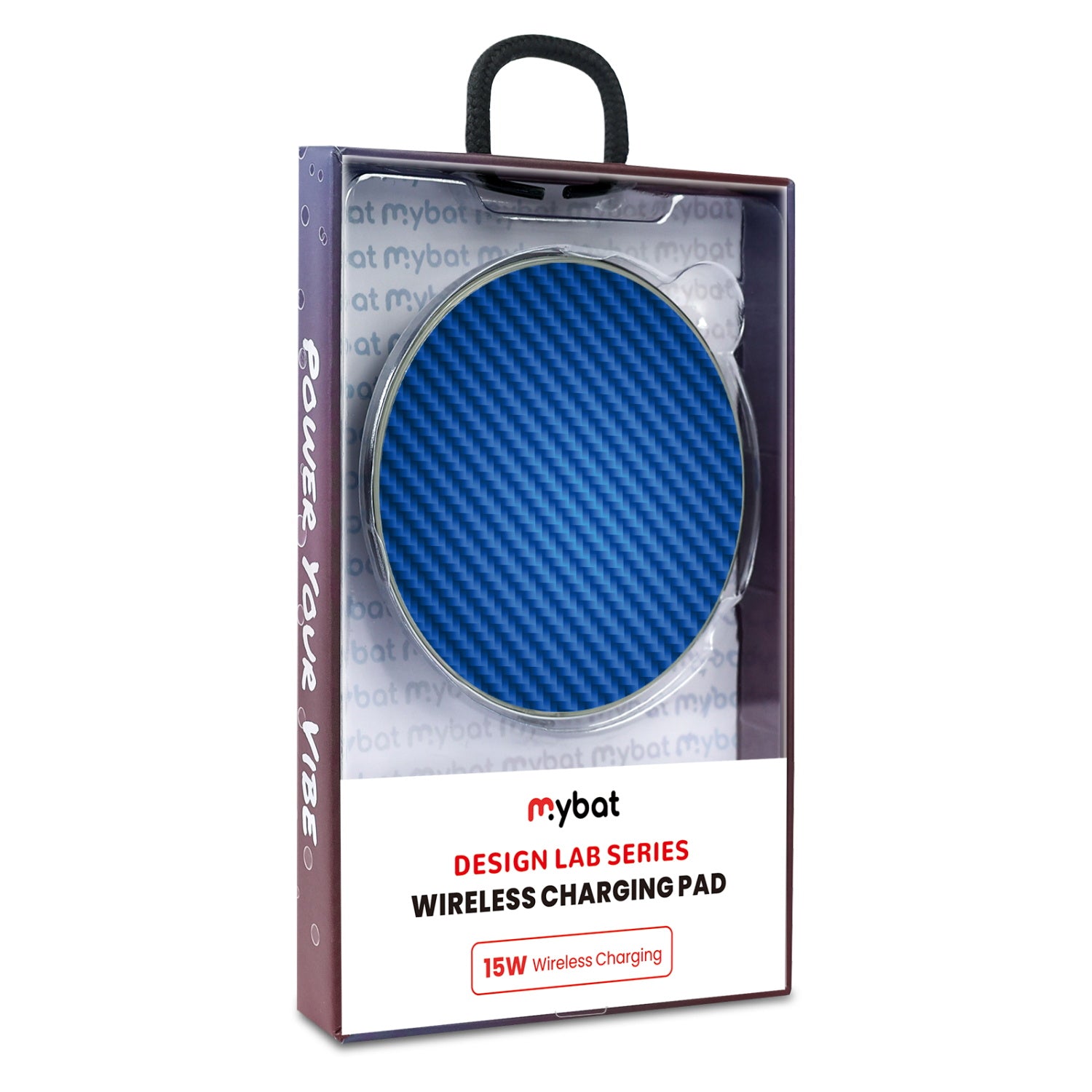 MyBat Design Lab Series Wireless Charging Pad - Silver - Blue Carbon Fiber