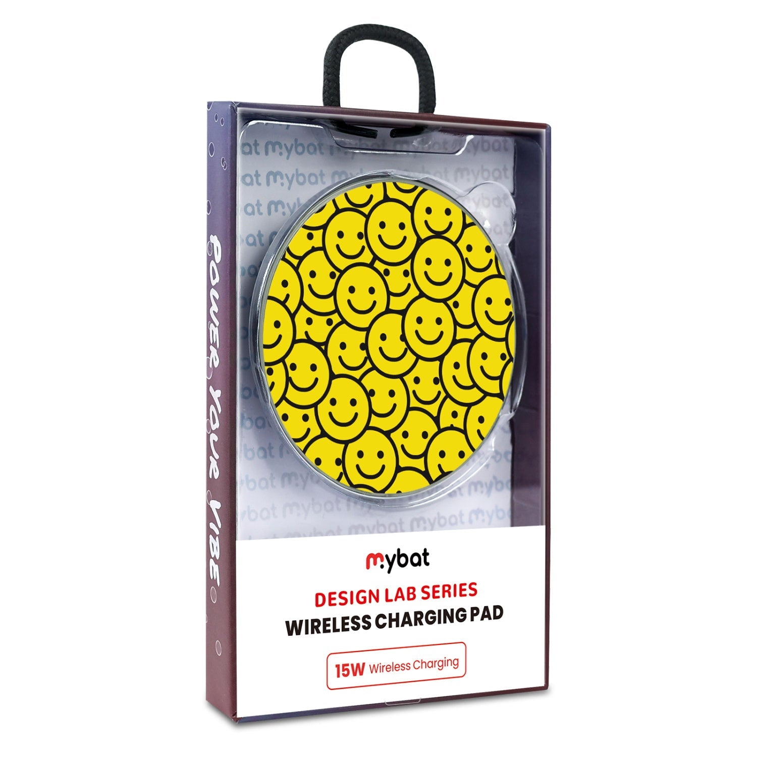 MyBat Design Lab Series Wireless Charging Pad - Silver - Smiley Faces