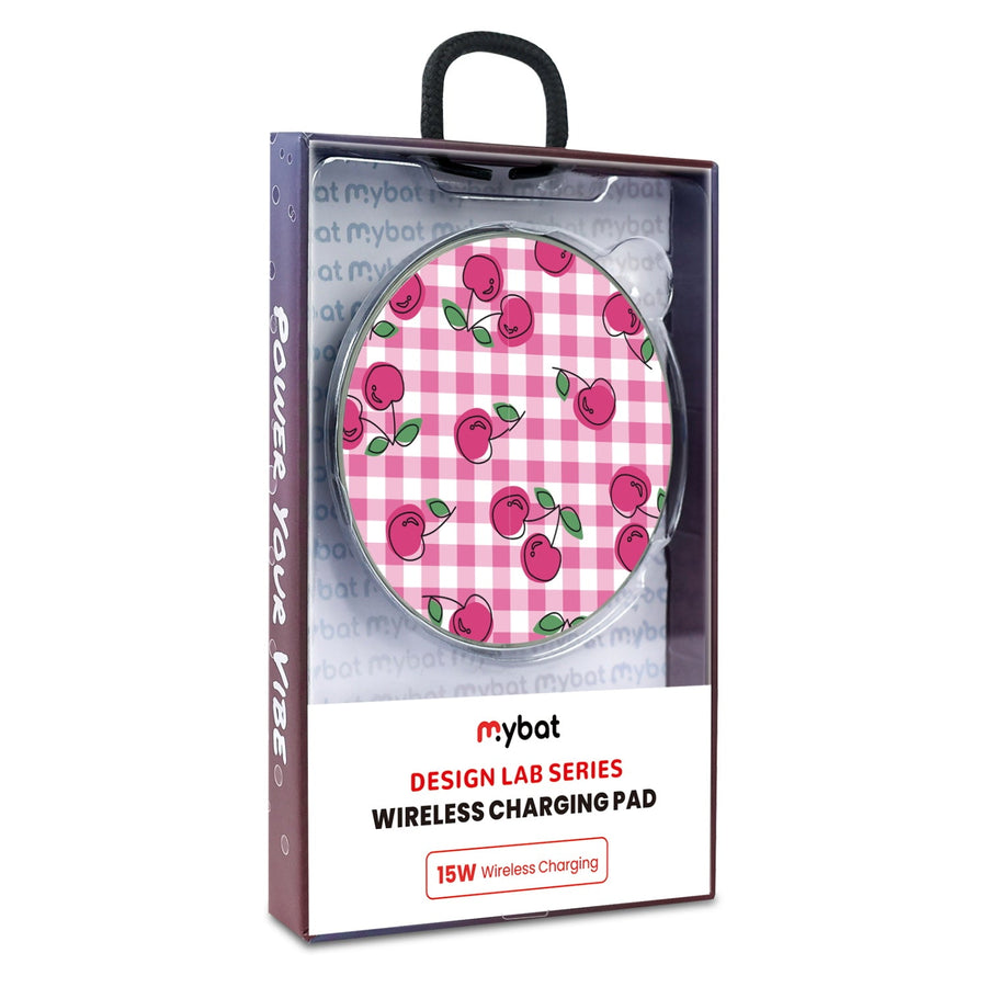 MyBat Design Lab Series Wireless Charging Pad - Silver - Pink Cherries