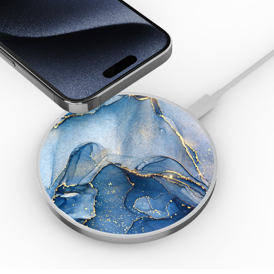 MyBat Design Lab Series Wireless Charging Pad - Silver - Blue Marble - MCGWIRC22SL-106-4.jpg