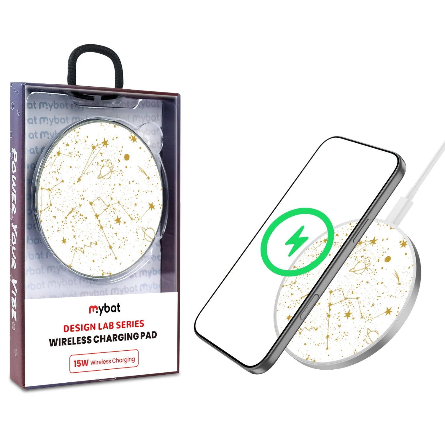 MyBat Design Lab Series Wireless Charging Pad - Silver - Constellations