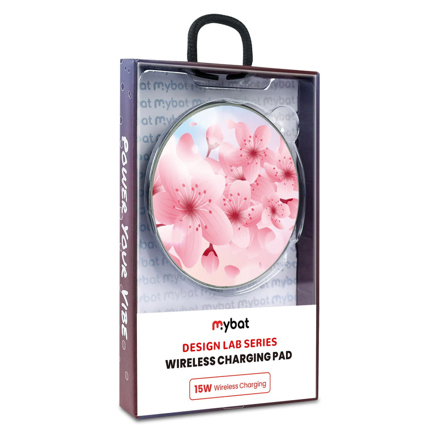 MyBat Design Lab Series Wireless Charging Pad - Silver - Cherry Blossoms