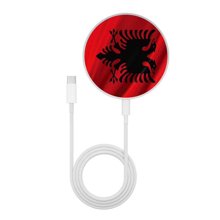MyBat Design Lab Series Wireless Charging Pad - Silver - Albania Flag - MCGWIRC22SL-140-3.jpg