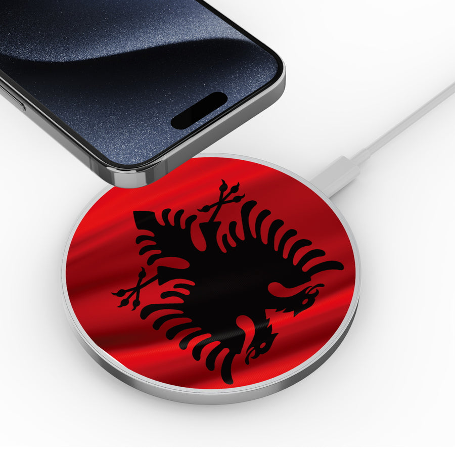 MyBat Design Lab Series Wireless Charging Pad - Silver - Albania Flag - MCGWIRC22SL-140-4.jpg
