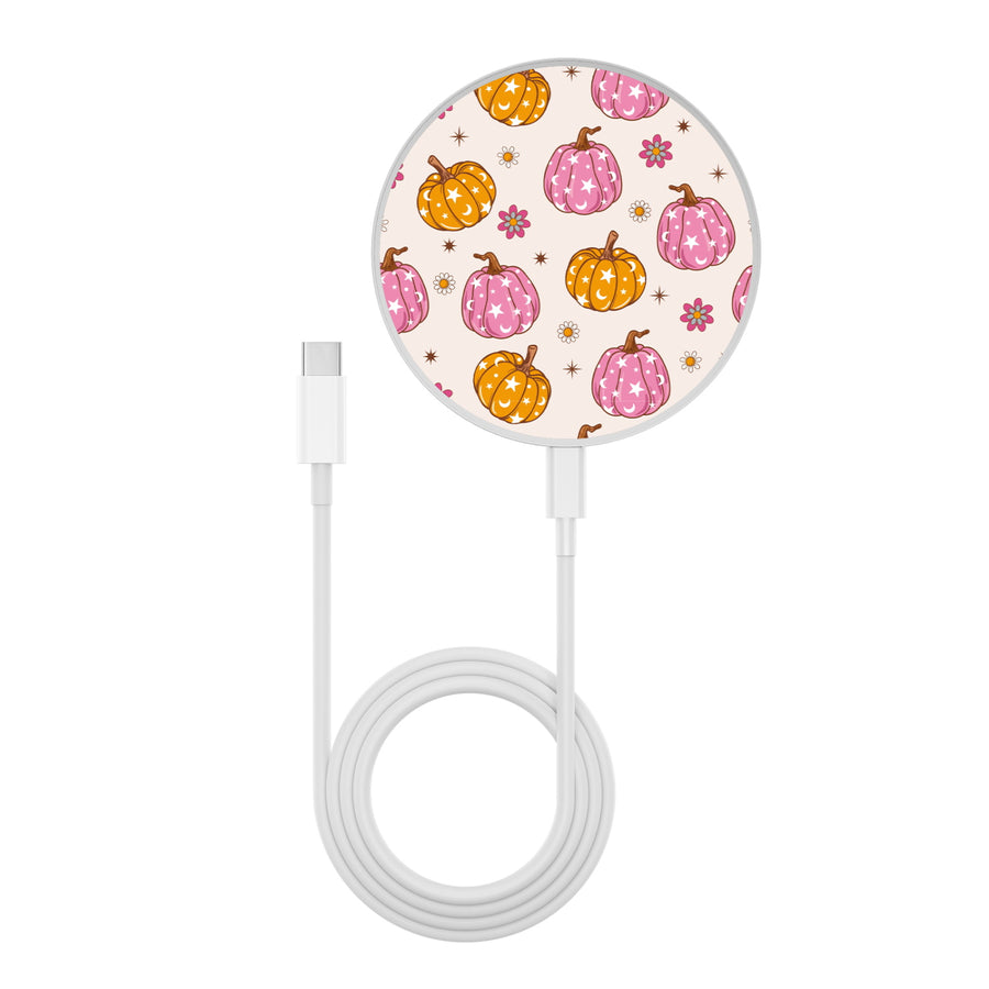 MyBat Design Lab Series Wireless Charging Pad - Silver - Groovy Pumpkin Patch - MCGWIRC22SL-222-3.jpg
