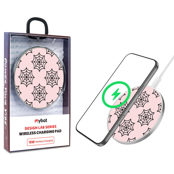 MyBat Design Lab Series Wireless Charging Pad - Silver - Pink Spider Web - MCGWIRC22SL-227-1.jpg