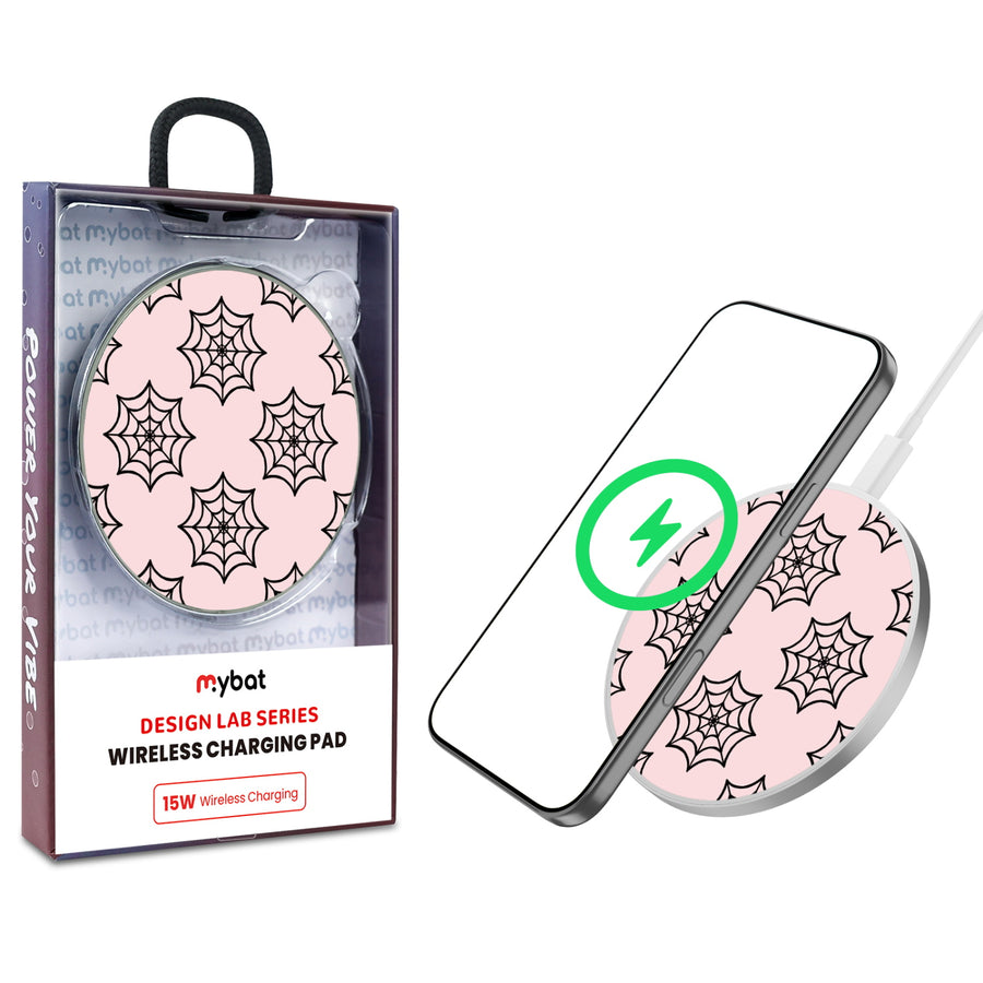 MyBat Design Lab Series Wireless Charging Pad - Silver - Pink Spider Web - MCGWIRC22SL-227-1.jpg