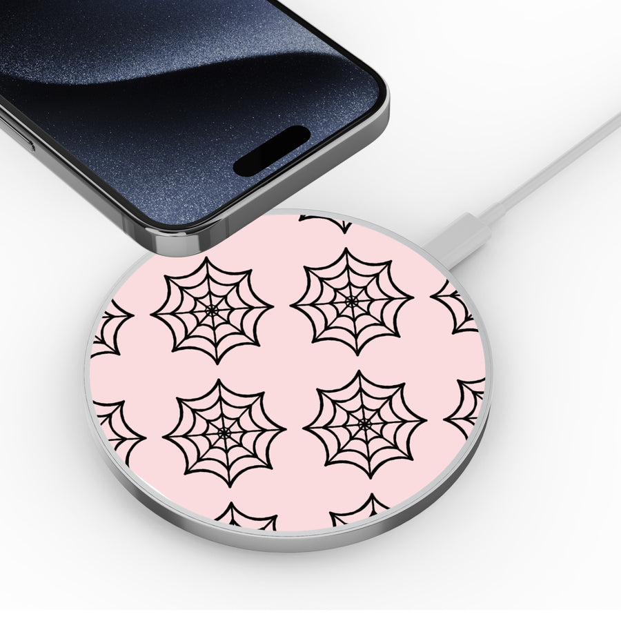 MyBat Design Lab Series Wireless Charging Pad - Silver - Pink Spider Web - MCGWIRC22SL-227-4.jpg