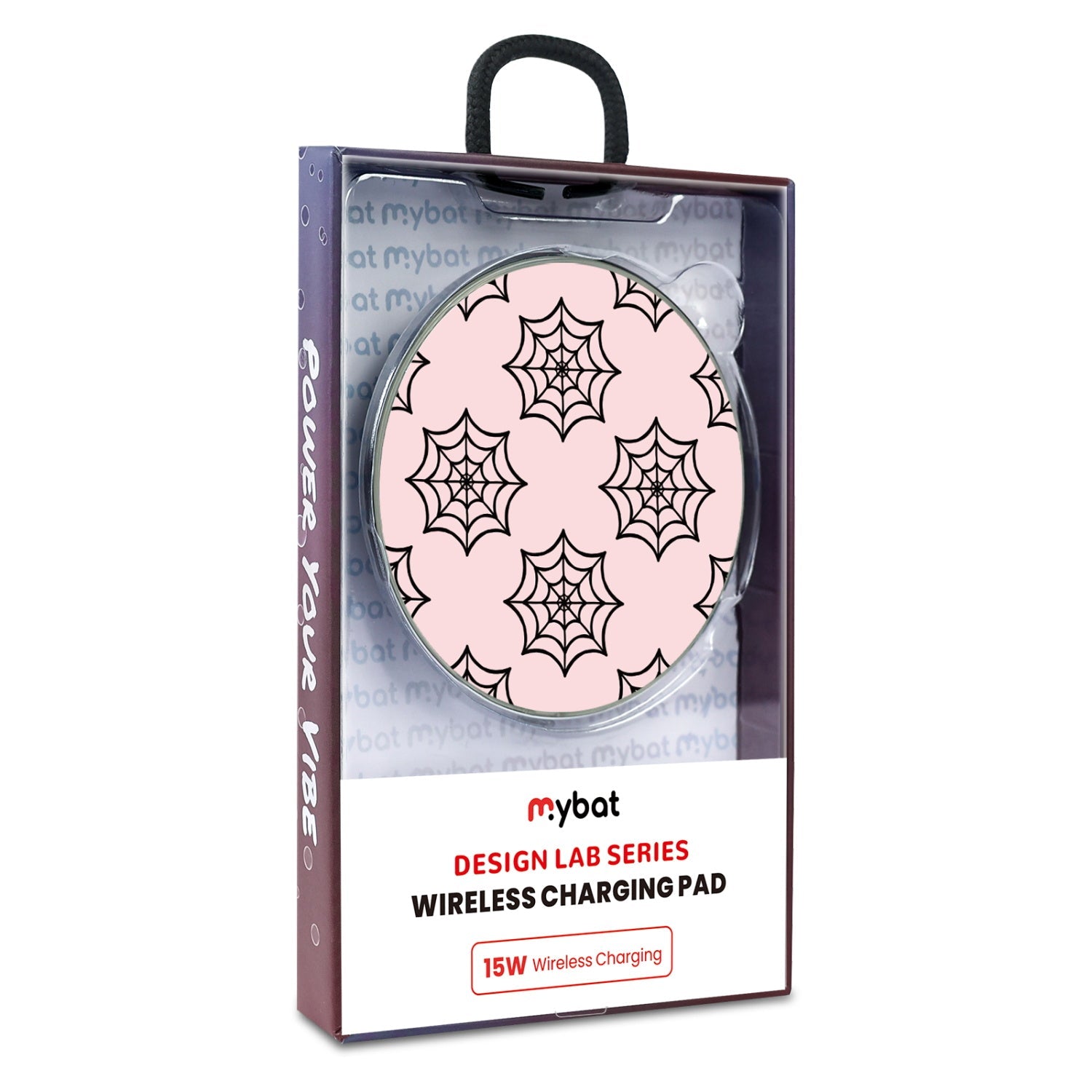MyBat Design Lab Series Wireless Charging Pad - Silver - Pink Spider Web