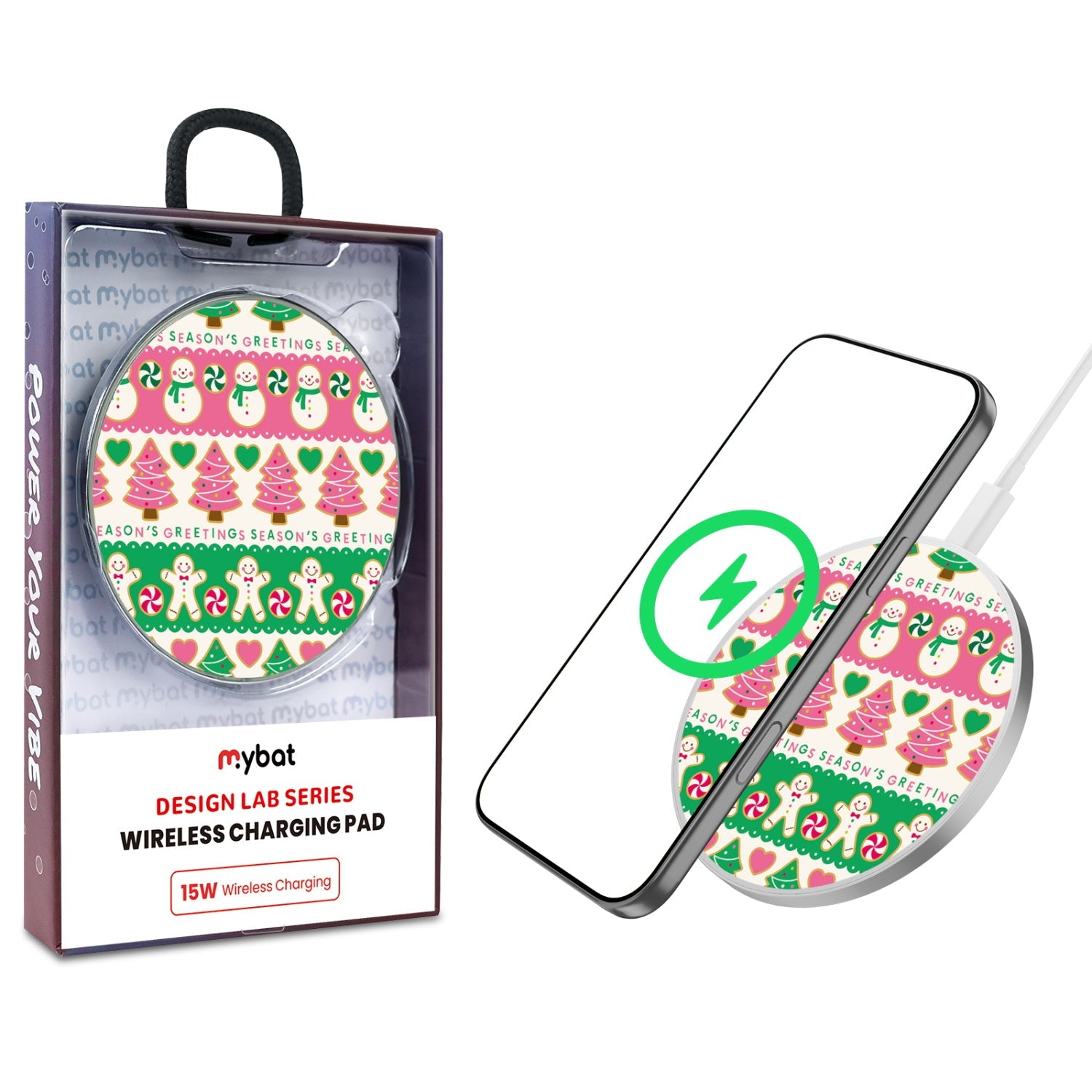 MyBat Design Lab Series Wireless Charging Pad - Silver - Season's Greeting