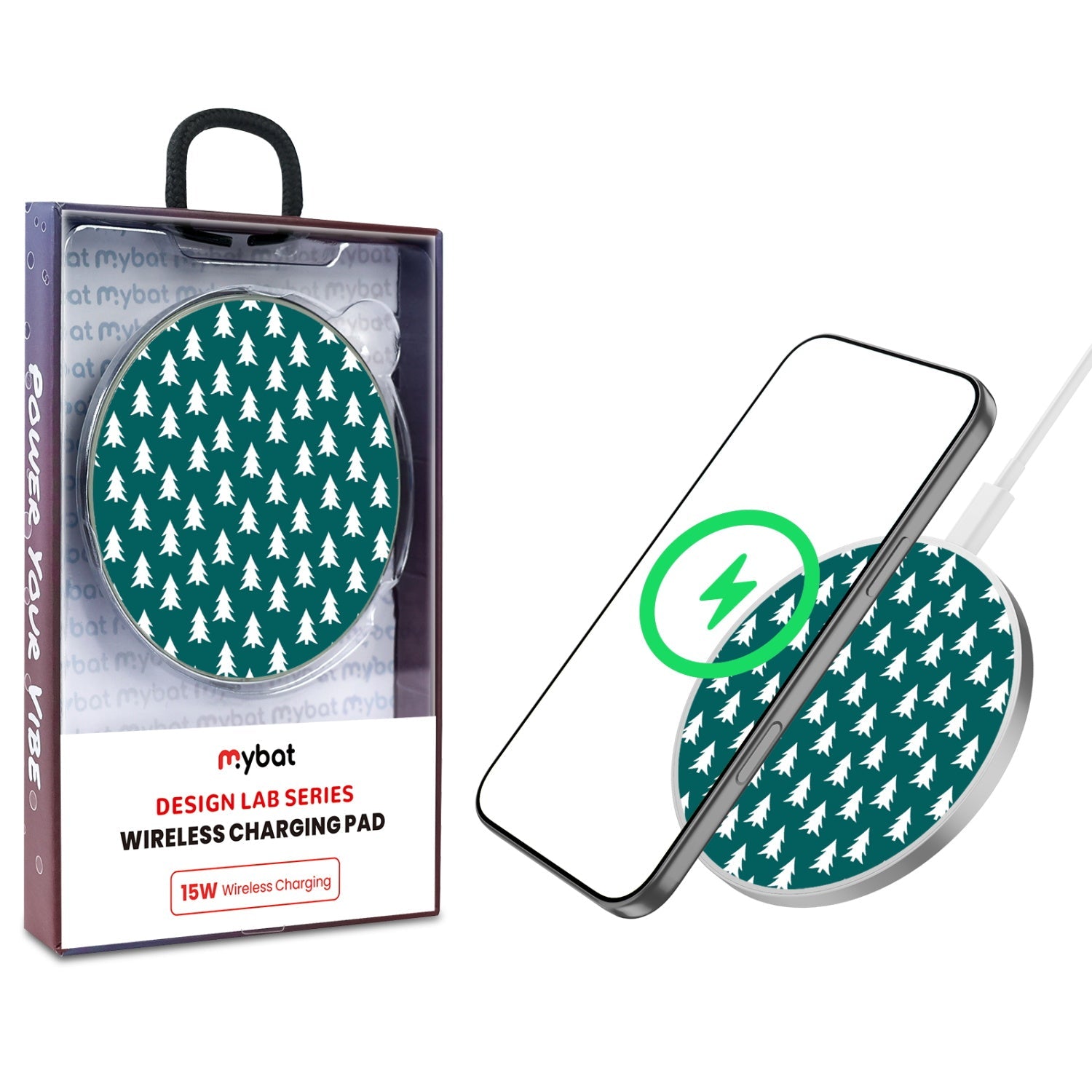 MyBat Design Lab Series Wireless Charging Pad - Silver - Evergreen Forest