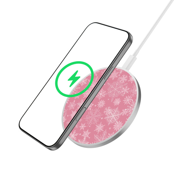 MyBat Design Lab Series Wireless Charging Pad - Silver - Pink Snowflakes - MCGWIRC22SL-282-2.jpg