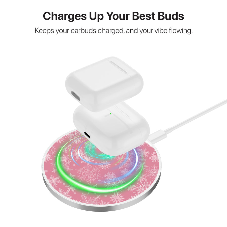 MyBat Design Lab Series Wireless Charging Pad - Silver - Pink Snowflakes - MCGWIRC22SL-282-6.jpg