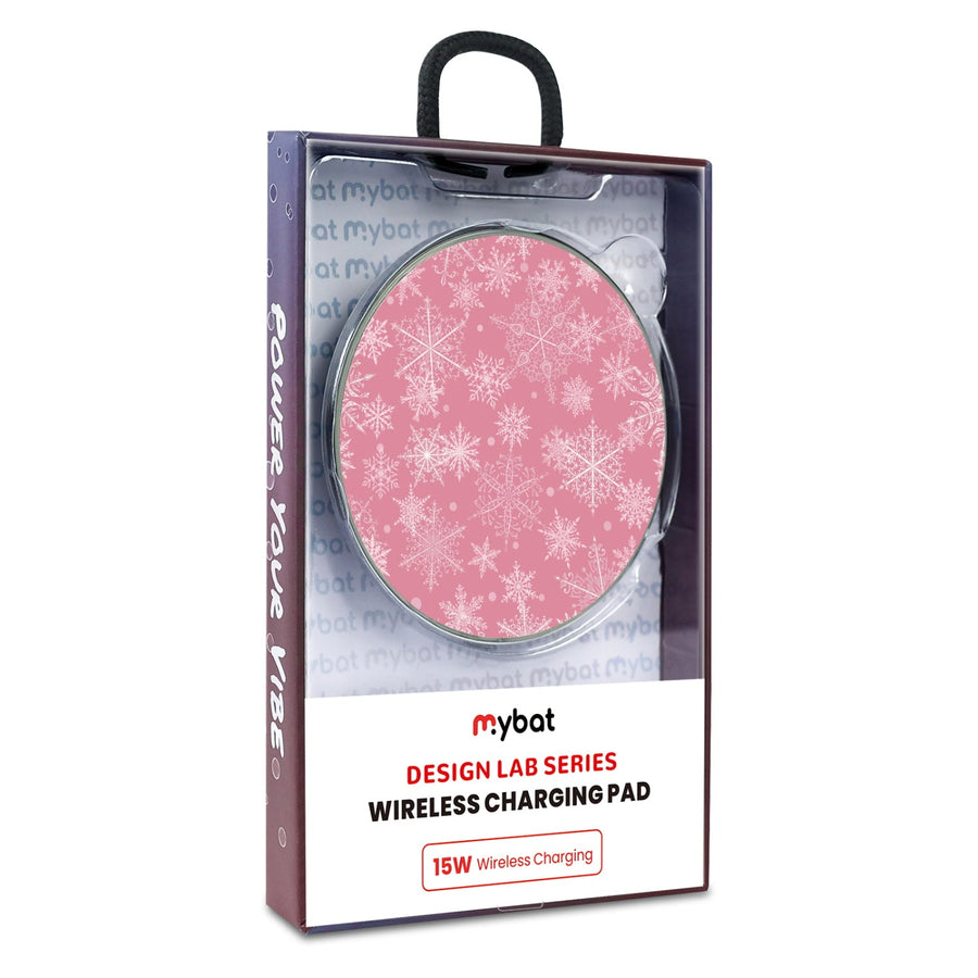 MyBat Design Lab Series Wireless Charging Pad - Silver - Pink Snowflakes