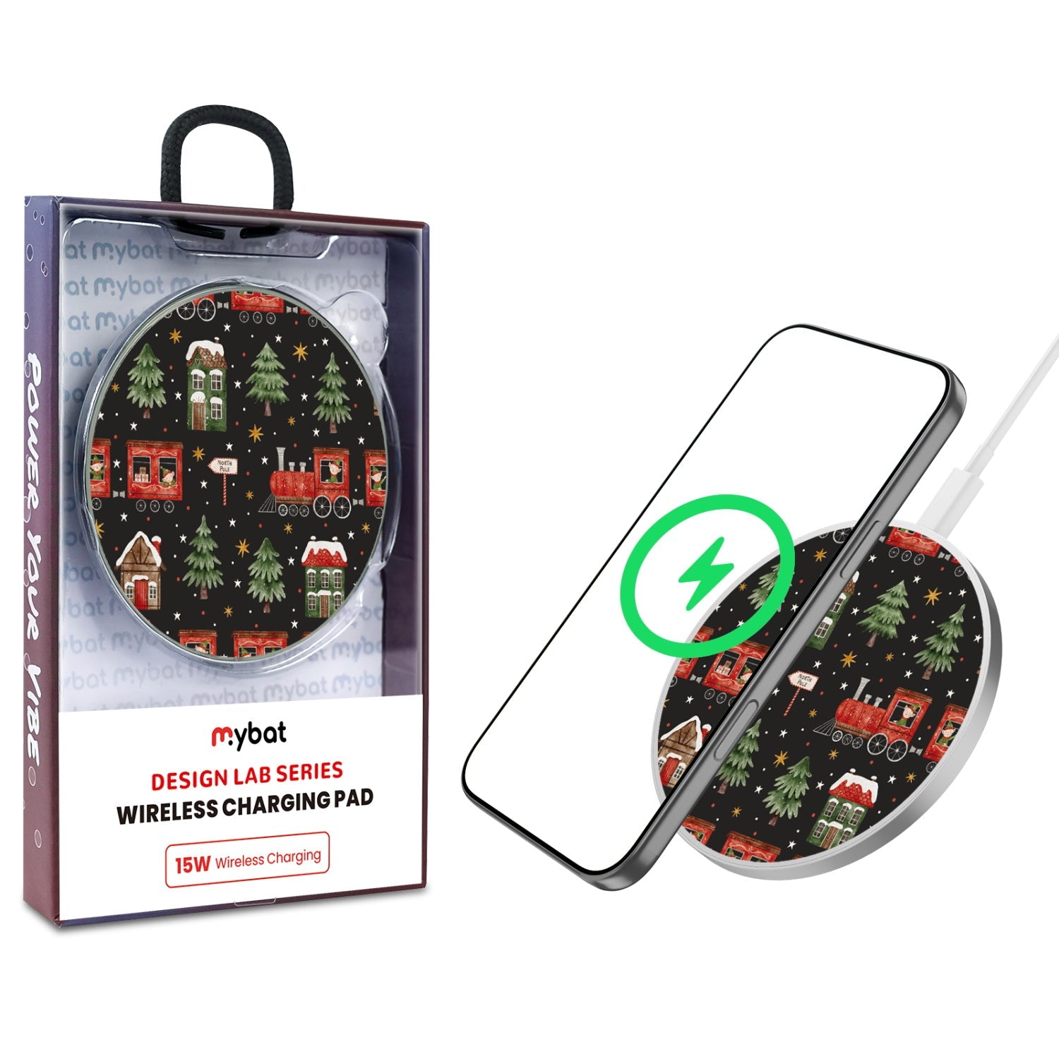 MyBat Design Lab Series Wireless Charging Pad - Silver - Train Around the Tree