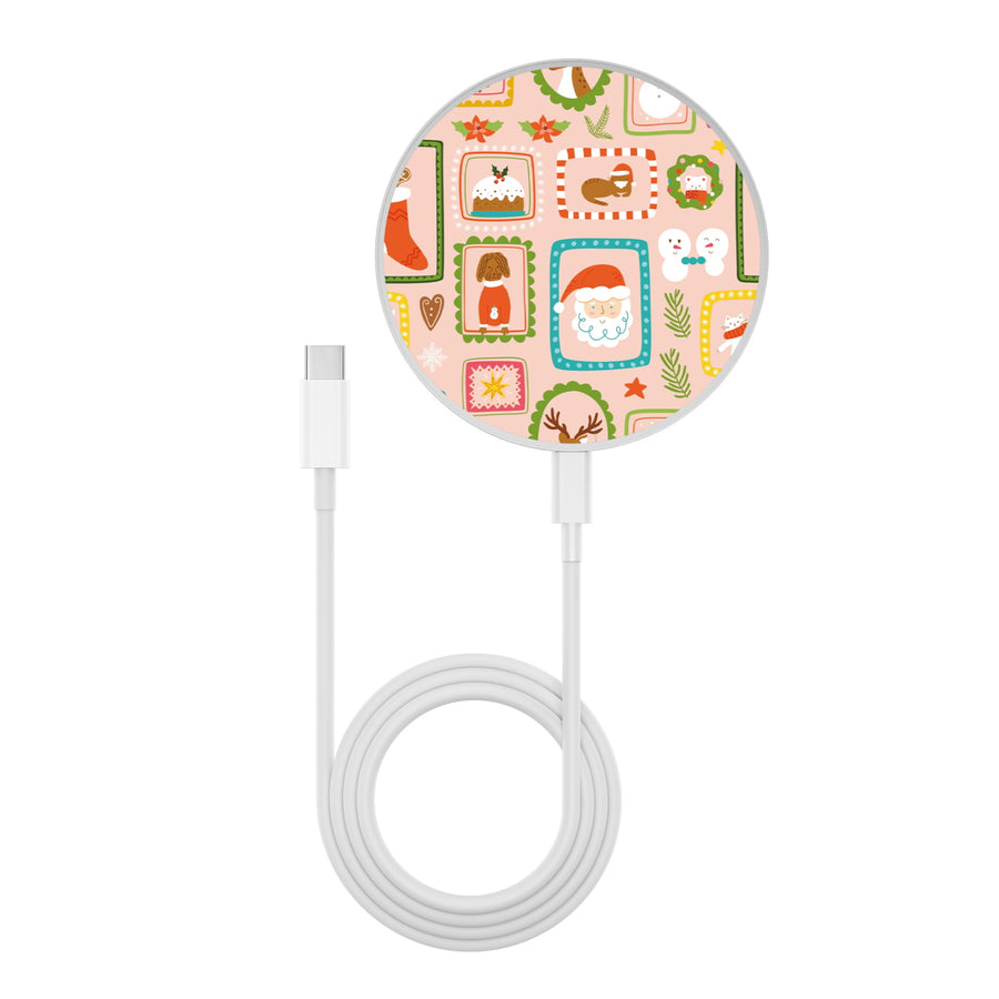 MyBat Design Lab Series Wireless Charging Pad - Silver - Holiday Stamps - MCGWIRC22SL-297-3.jpg