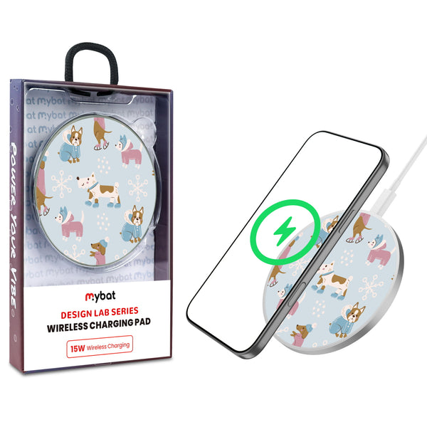 MyBat Design Lab Series Wireless Charging Pad - Silver - Puppy Snow Play - MCGWIRC22SL-299-1.jpg