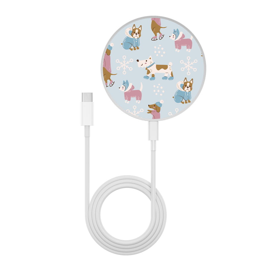 MyBat Design Lab Series Wireless Charging Pad - Silver - Puppy Snow Play - MCGWIRC22SL-299-3.jpg