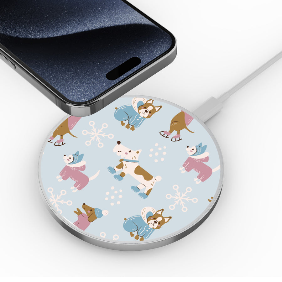 MyBat Design Lab Series Wireless Charging Pad - Silver - Puppy Snow Play - MCGWIRC22SL-299-4.jpg