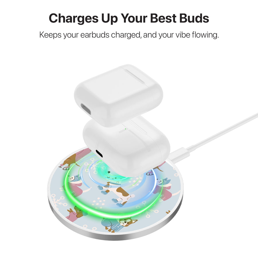 MyBat Design Lab Series Wireless Charging Pad - Silver - Puppy Snow Play - MCGWIRC22SL-299-6.jpg