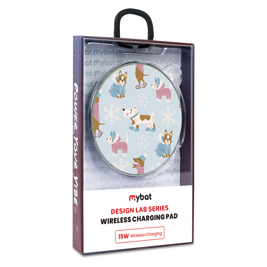 MyBat Design Lab Series Wireless Charging Pad - Silver - Puppy Snow Play - MCGWIRC22SL-299-9.jpg