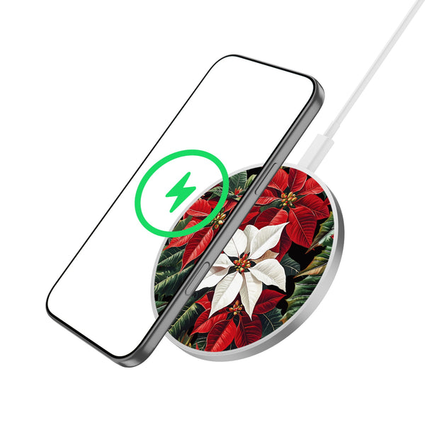 MyBat Design Lab Series Wireless Charging Pad - Silver - Christmas Poinsettias - MCGWIRC22SL-301-2.jpg