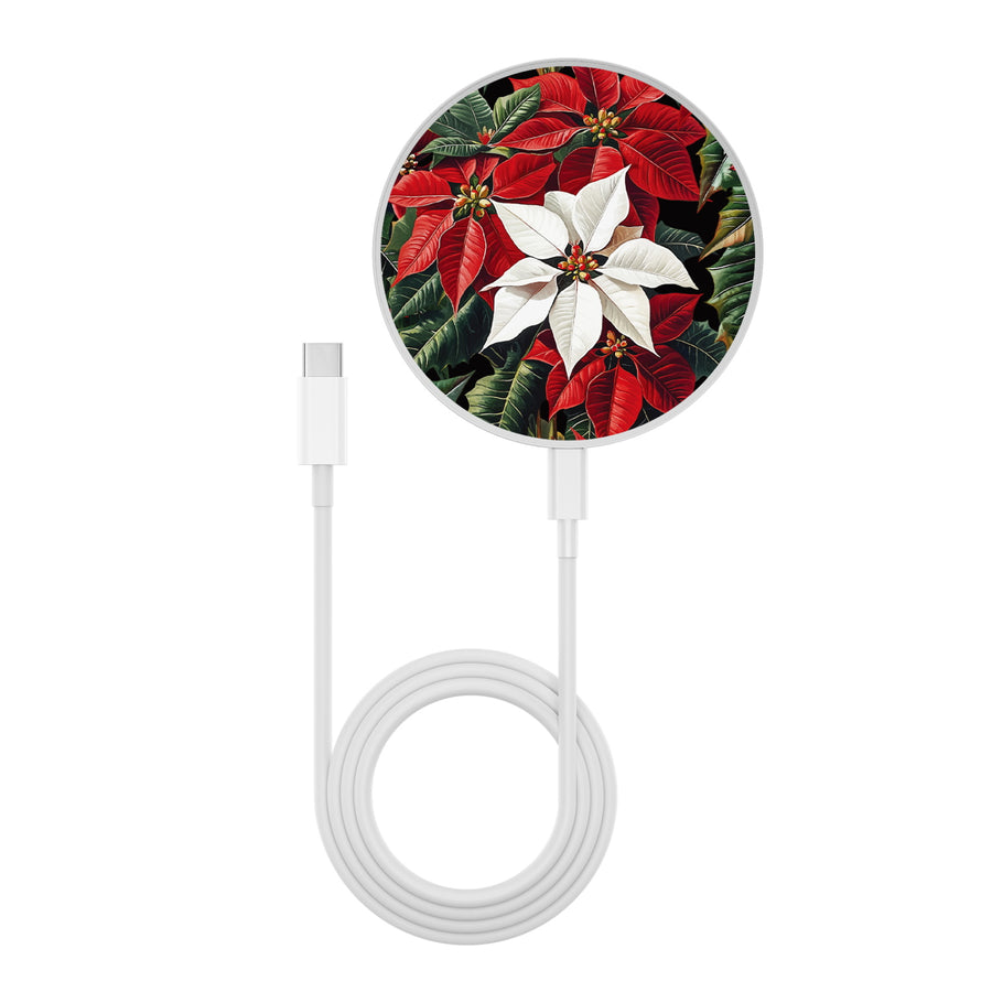 MyBat Design Lab Series Wireless Charging Pad - Silver - Christmas Poinsettias - MCGWIRC22SL-301-3.jpg