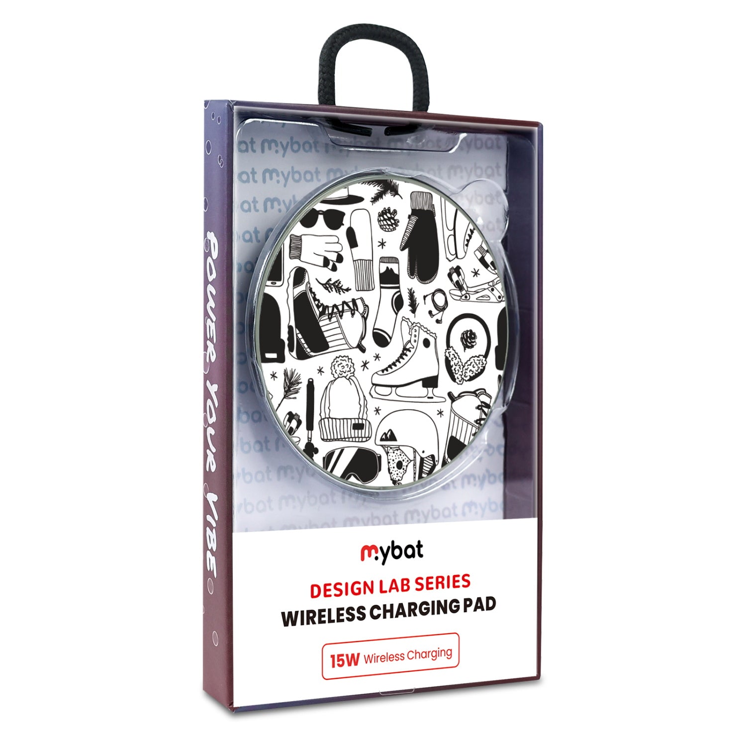 MyBat Design Lab Series Wireless Charging Pad - Silver - Hit the Slopes