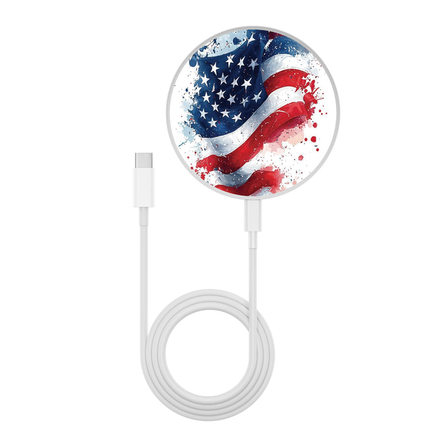 MyBat Design Lab Series Wireless Charging Pad - Silver - Patriotic Flag Painiting - MCGWIRC22SL-346-3.jpg