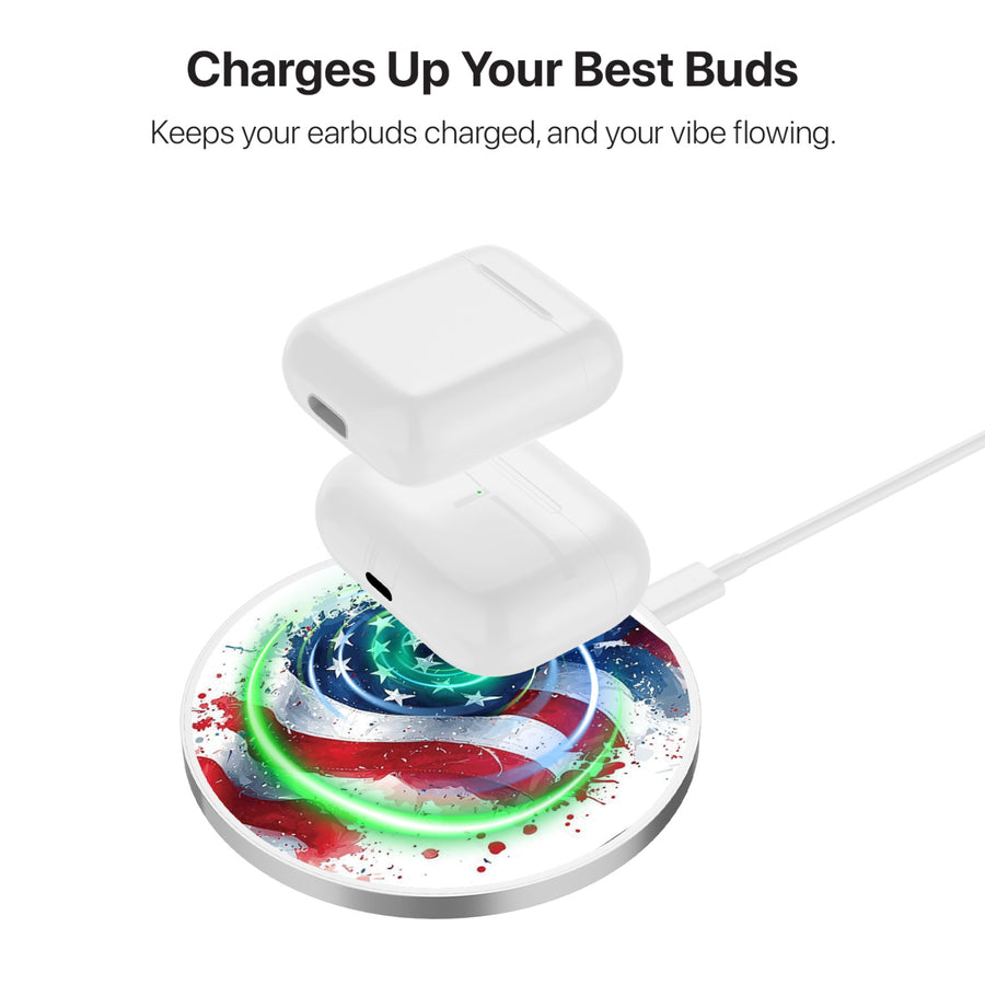 MyBat Design Lab Series Wireless Charging Pad - Silver - Patriotic Flag Painiting - MCGWIRC22SL-346-6.jpg