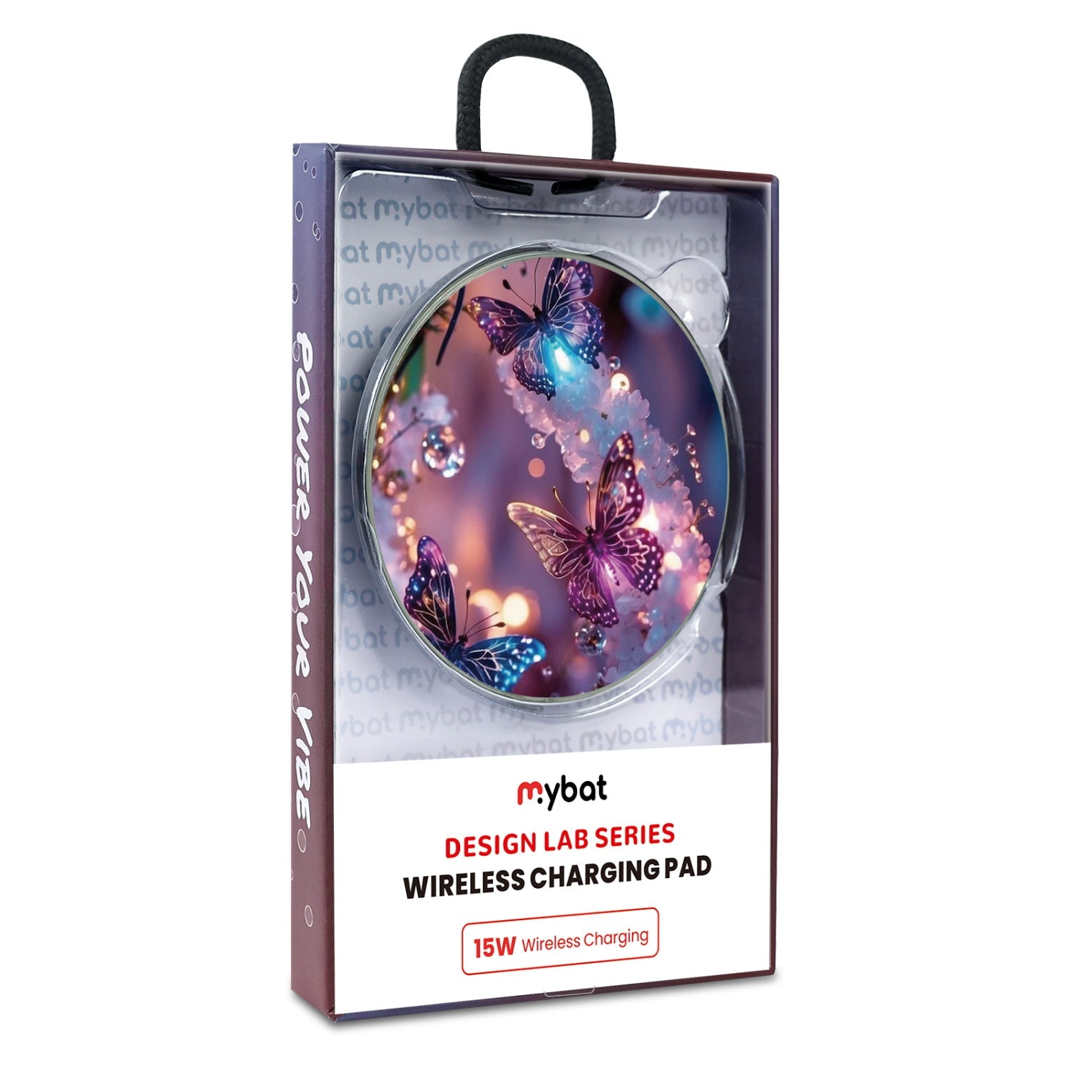 MyBat Design Lab Series Wireless Charging Pad - Silver - Magical Butterflies