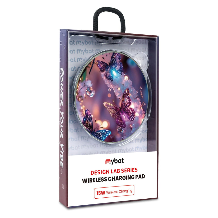 MyBat Design Lab Series Wireless Charging Pad - Silver - Magical Butterflies