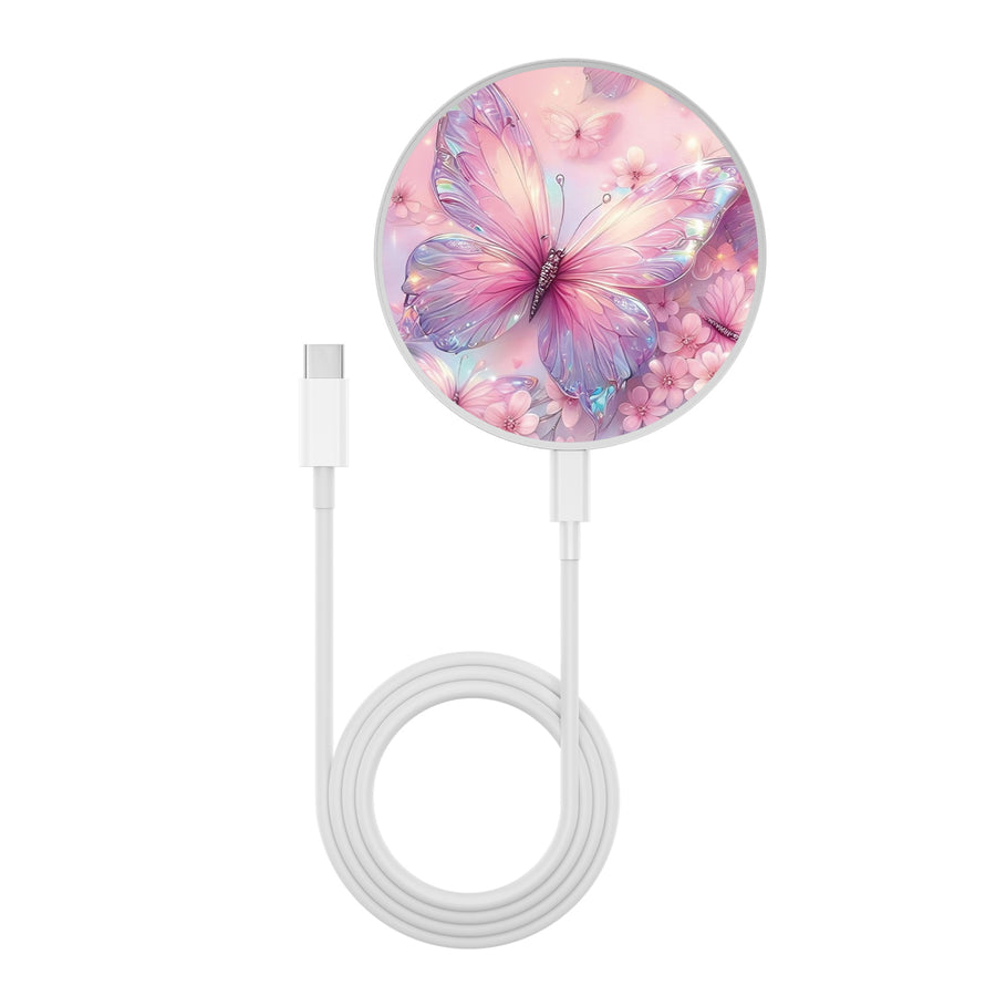 MyBat Design Lab Series Wireless Charging Pad - Silver - Pink Butterflies - MCGWIRC22SL-361-3.jpg