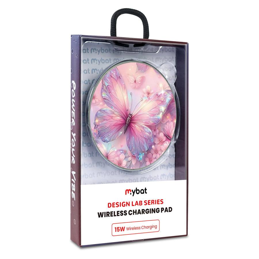 MyBat Design Lab Series Wireless Charging Pad - Silver - Pink Butterflies - MCGWIRC22SL-361-9.jpg