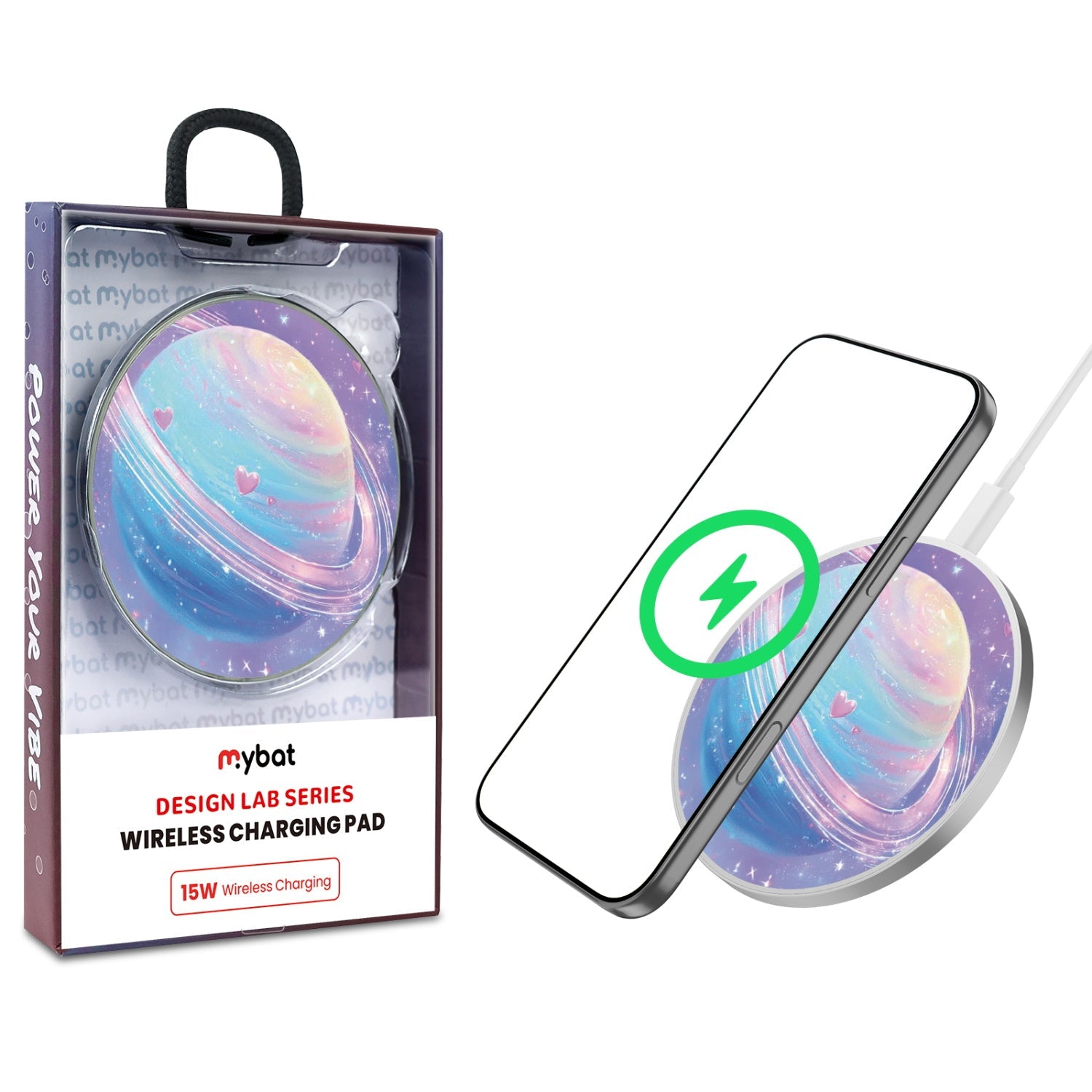 MyBat Design Lab Series Wireless Charging Pad - Silver - Planetary Love