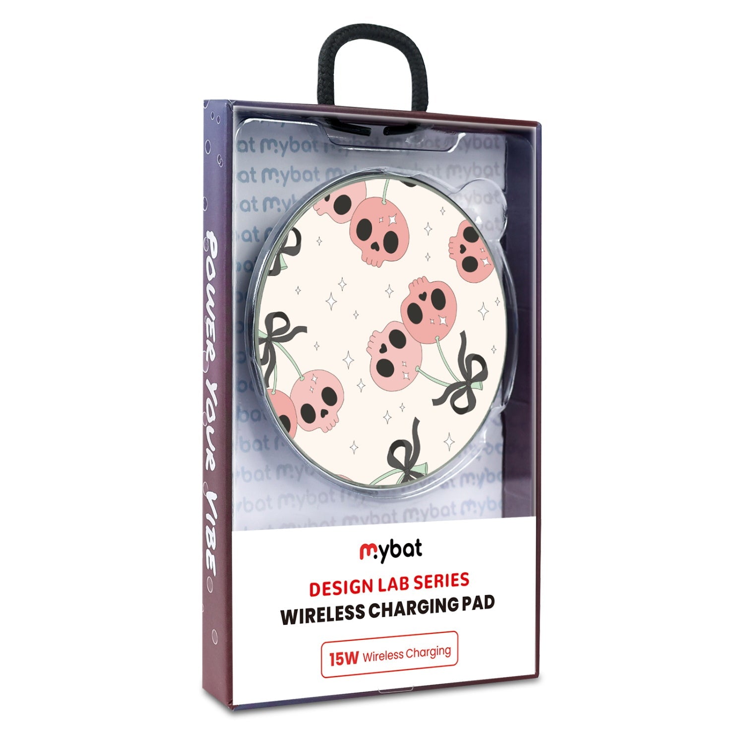 MyBat Design Lab Series Wireless Charging Pad - Silver - Cherry Skulls