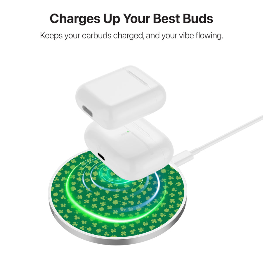 MyBat Design Lab Series Wireless Charging Pad - Silver - Lucky Clover - MCGWIRC22SL-466-6.jpg