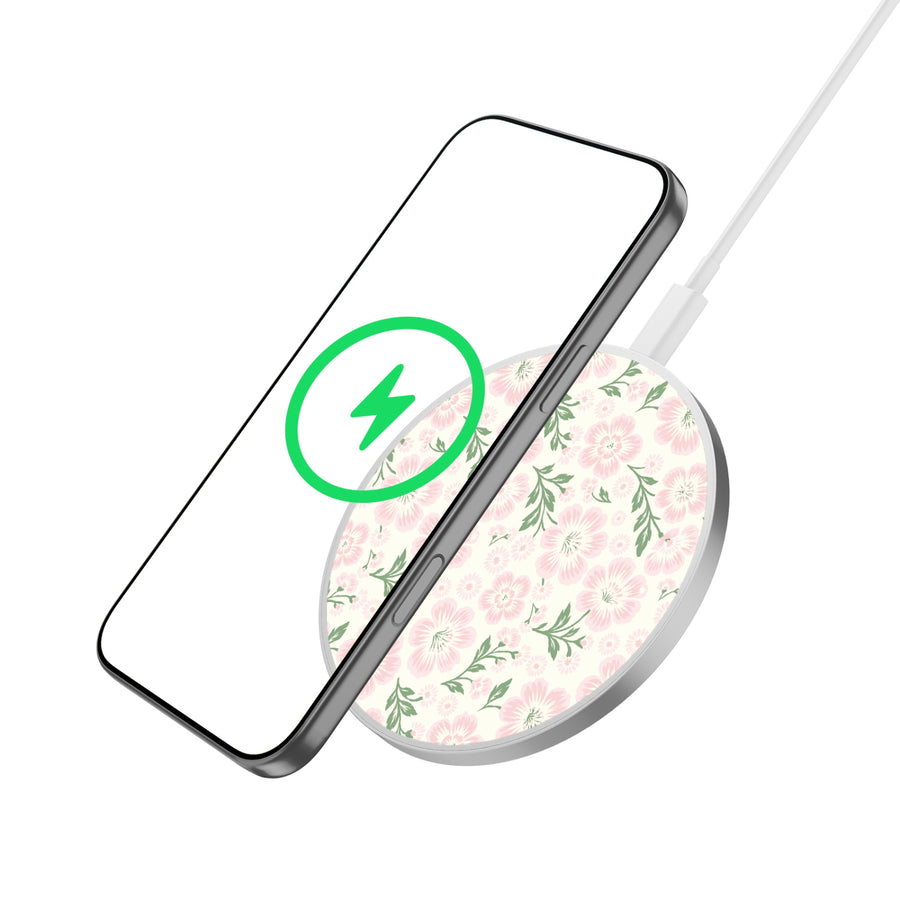MyBat Design Lab Series Wireless Charging Pad - Silver - Pink Posies - MCGWIRC22SL-473-2.jpg