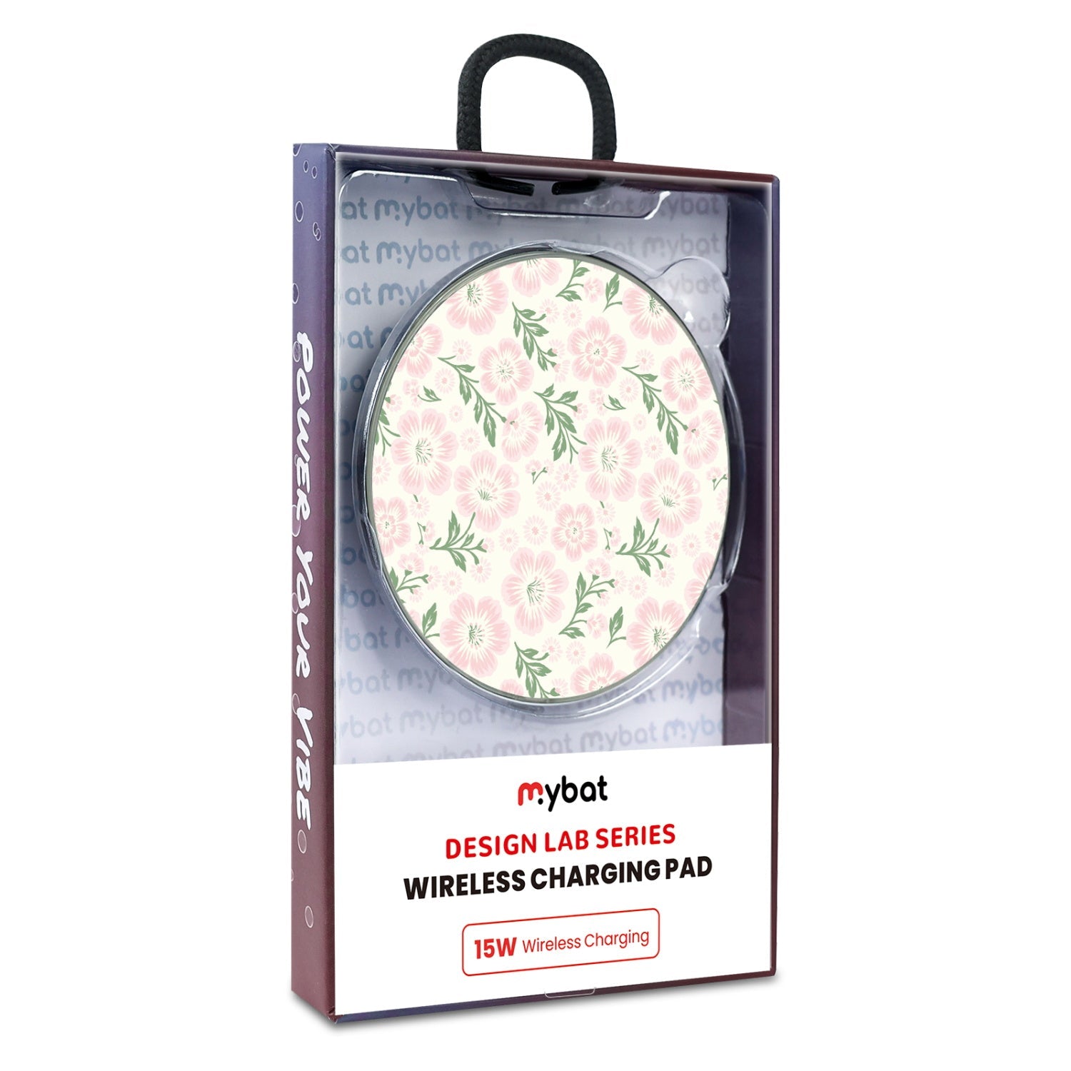 MyBat Design Lab Series Wireless Charging Pad - Silver - Pink Posies