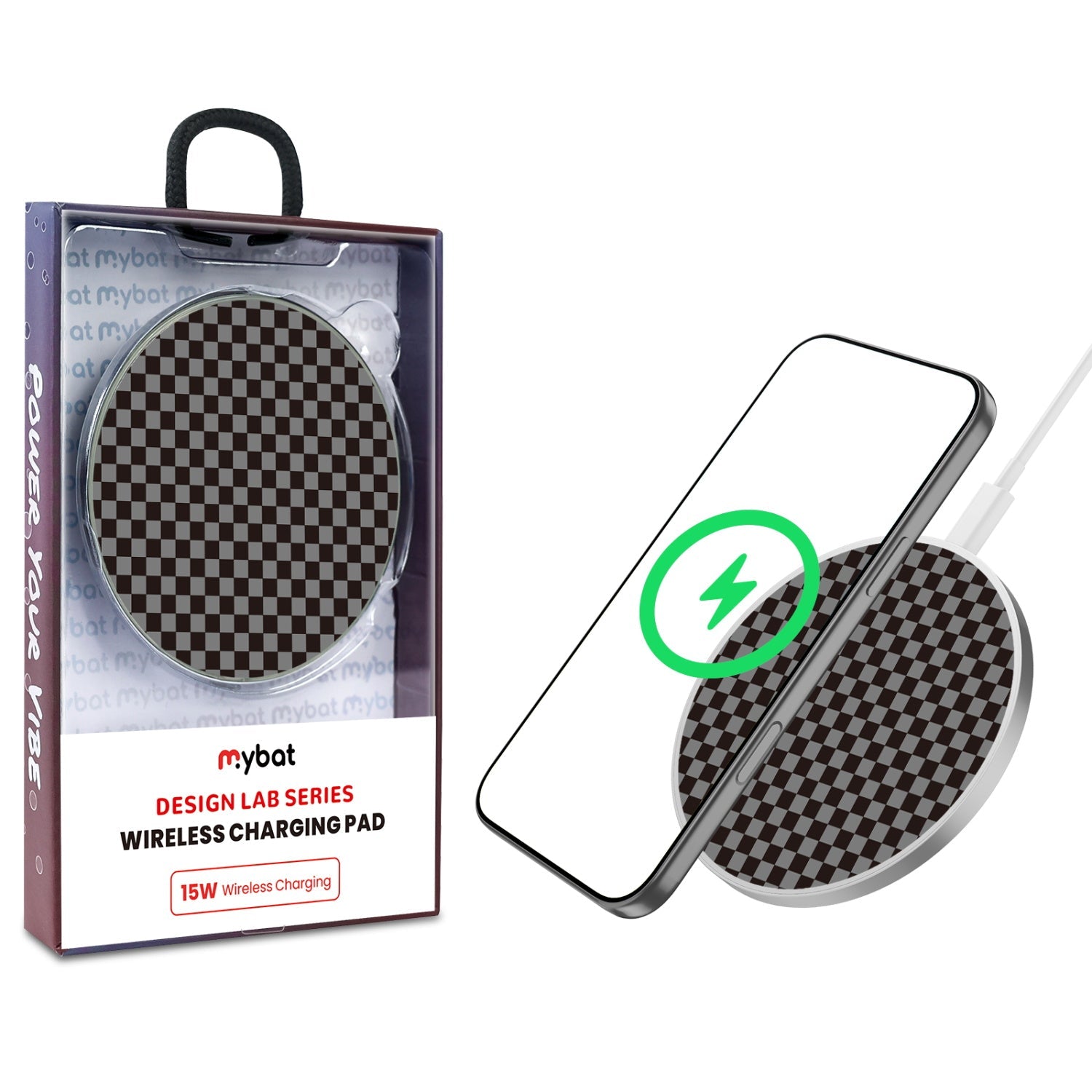 MyBat Design Lab Series Wireless Charging Pad - Silver - Tuxedo Check