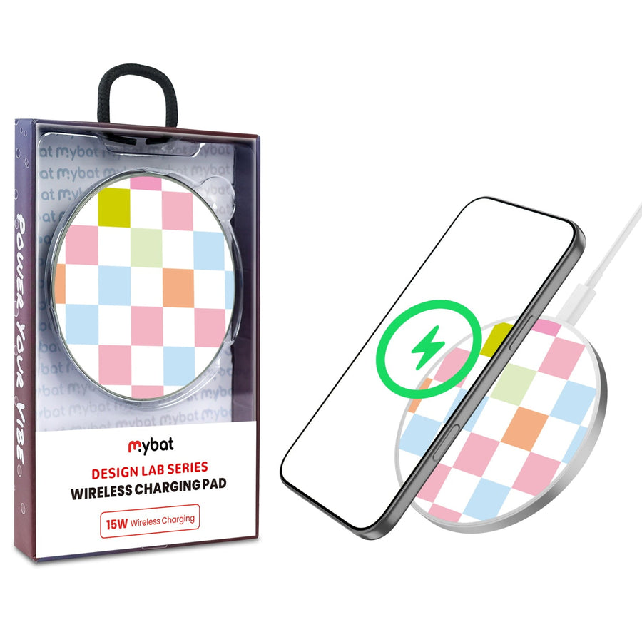 MyBat Design Lab Series Wireless Charging Pad - Silver - Pastel Check