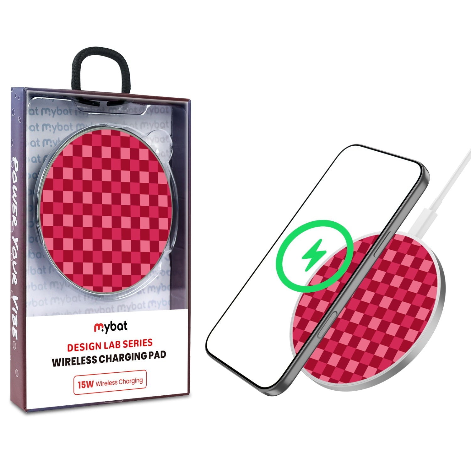 MyBat Design Lab Series Wireless Charging Pad - Silver - Raspberry Check