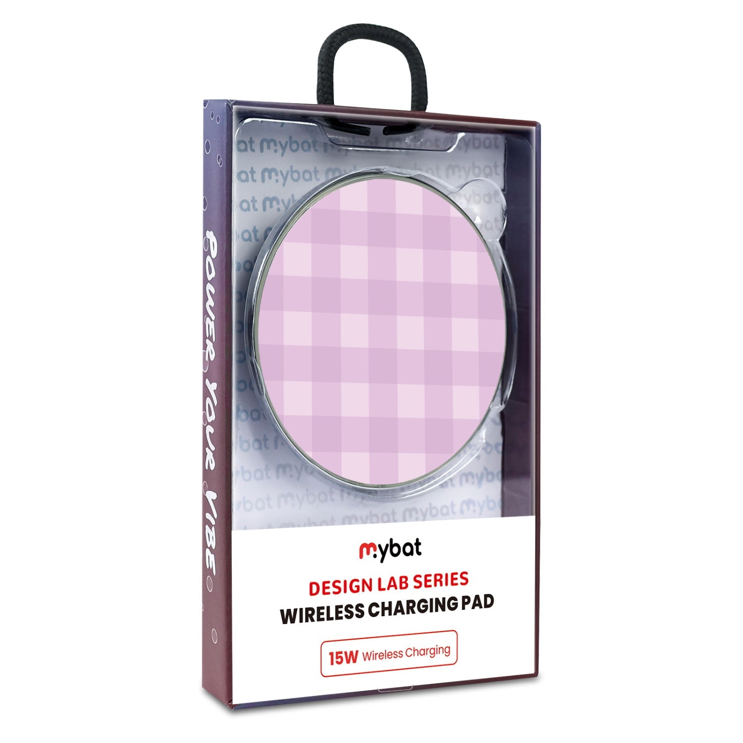 MyBat Design Lab Series Wireless Charging Pad - Silver - Purple Plaid