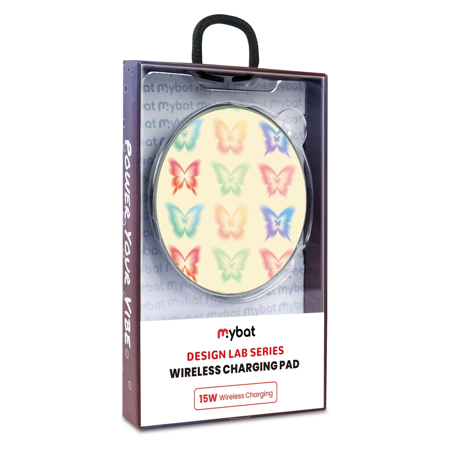 MyBat Design Lab Series Wireless Charging Pad - Silver - Technicolor Butterflies