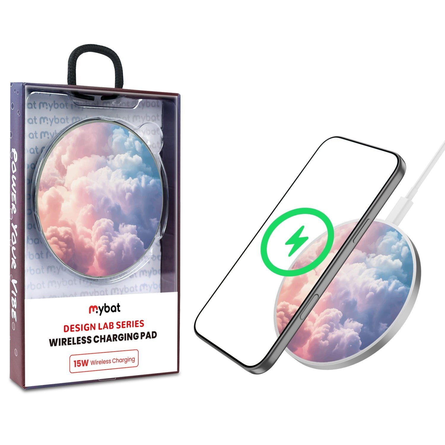 MyBat Design Lab Series Wireless Charging Pad - Silver - Cloudscape