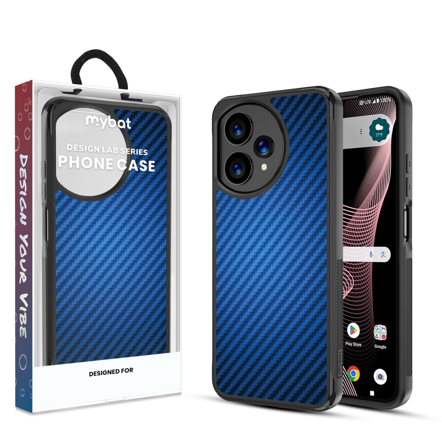 MyBat Design Lab Series Case for Cricket Icon Plus 2026 - Blue Carbon Fiber