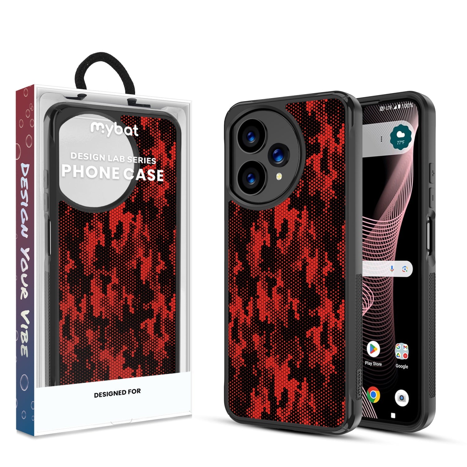 MyBat Design Lab Series Case for Cricket Icon Plus 2026 - Red Digital Camouflage