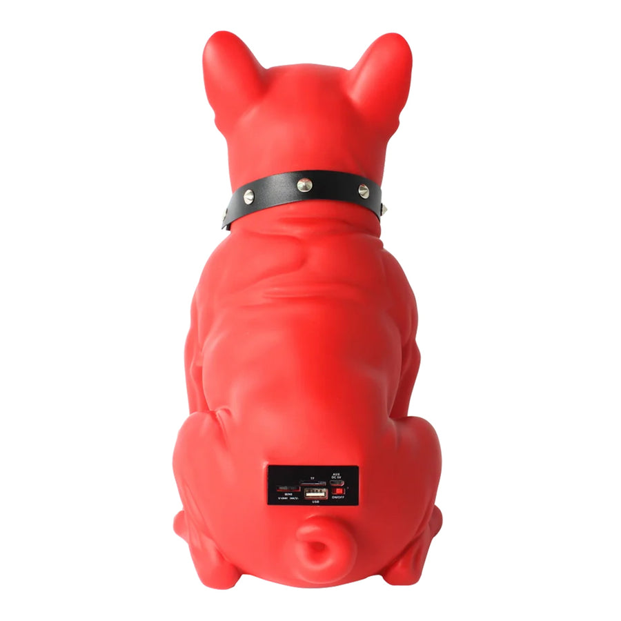 MaxPower Wooof Frenchie Style 13" Tall Dog Speaker With Glasses And Mic - Red - MD561-RED-6.jpg